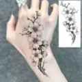 Cherry blossom temporary tattoo sticker for hand back, delicate floral body art design. - Cherry Blossom Style (FO436) / 15x7CM
