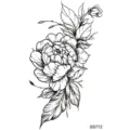Adesivo Tatuaggio Floreale Linea Nera Mano Collo Arte Corporea Temporanea Design SS772 - SS772 / 9.8x5.8cm