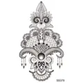 Tatouage temporaire hénné style mandala noir art corporel pour main et jambe modèle SS379 - 9.8x5.8cm / SS377