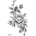 Adesivo per tatuaggio floreale in bianco e nero, delicato disegno di rosa per body art. - SS773 / 9.8x5.8cm