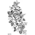 Adesivo per tatuaggio di rosa nera e bianca arte corporea floreale temporanea top - SS775 / 9.8x5.8cm