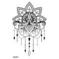 Autocollant de tatouage temporaire mandala, motif de pendentif floral noir pour corps. - 9.8x5.8cm / SS381