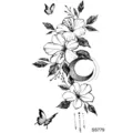 Tatuaggio temporaneo floreale a farfalla in bianco e nero, design artistico corporeo. - SS779 / 9.8x5.8cm