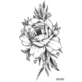 Adesivo per tatuaggio temporaneo con rosa nera, design d'arte corporea floreale minimalista. - SS780 / 9.8x5.8cm