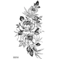 Adesivo per tatuaggio floreale nero e bianco, elegante motivo di rose per mano e collo. - SS781 / 9.8x5.8cm