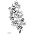 Adesivo per tatuaggio temporaneo floreale in bianco e nero con elegante design di rose. - SS782 / 9.8x5.8cm