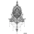 Sticker tatouage henné variante, design floral mandala noir pour main ou jambe, 1pc. - 9.8x5.8cm / SS385