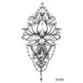 Autocollant de tatouage temporaire lotus mandala design art line noir autocollant - 9.8x5.8cm / SS386