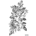 Adesivo per tatuaggio temporaneo con fiore di rosa nera arte lineare per mano e collo - SS784 / 9.8x5.8cm