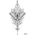 Autocollant tatouage papillon lotus, design d'art corporel ligne noire minimaliste tendance. - 9.8x5.8cm / SS387