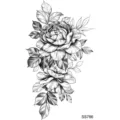 Adesivo per tatuaggio temporaneo floreale rosa nera e bianca per design di body art mano collo. - SS786 / 9.8x5.8cm