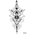 Autocollant de tatouage temporaire mandala lotus SS390, art corporel géométrique. - 9.8x5.8cm / SS390