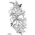 Adesivo per tatuaggio floreale rosa peonia nero bianco arte lineare variante braccio corpo. - SS788 / 9.8x5.8cm