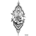 Autocollant de tatouage temporaire floral noir et blanc avec rose et lotus pour art. - 9.8x5.8cm / SS392
