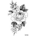 Adesivo tatuaggio temporaneo floreale nero motivo peonia arte corporea impermeabile per braccio - SS790 / 9.8x5.8cm