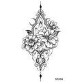 Autocollant Tatouage Temporaire Modèle Fleur Mandala Variante Noir Et Blanc Style - 9.8x5.8cm / SS394