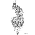 Autocollant de tatouage temporaire mandala floral, design art corporel noir et blanc. - 9.8x5.8cm / SS395