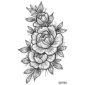 Adesivo per tatuaggio temporaneo floreale arte di linea nera per mano o collo. - SS792 / 9.8x5.8cm