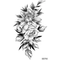 Adesivo per tatuaggio floreale in bianco e nero per mano e collo design artistico. - SS793 / 9.8x5.8cm
