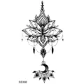 Autocollant de tatouage temporaire motif lotus lune art corporel imperméable pour femme - 9.8x5.8cm / Style Lune de Lotus (SS398)