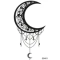 Tatouage Henna Lune Autoadhesif Feuille Boho Noir Croissant Corps Art Modele SS401 - 9.8x5.8cm / Style Pendentif Lune (SS401)