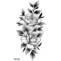 Adesivo per tatuaggio temporaneo impermeabile con elegante design di fiori di peonia nera. - SS796 / 9.8x5.8cm