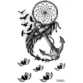Autocollant de tatouage temporaire avec attrape-rêves ancre plume et empreintes de bébé. - 9.8x5.8cm / Style Plume Attrape-Rêves (SS403)