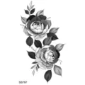 Adesivo per tatuaggio temporaneo con rosa nera e bianca, elegante arte corporea floreale. - SS797 / 9.8x5.8cm