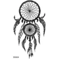 Autocollant de tatouage temporaire attrape-rêves, design art de ligne noir variante SS404. - 9.8x5.8cm / Style Double Attrape-Rêves (SS404)