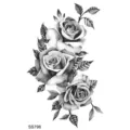 Adesivo per tatuaggio temporaneo rosa in bianco e nero schizzo arte corporea floreale per braccio. - SS798 / 9.8x5.8cm