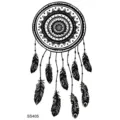 Autocollant de tatouage temporaire attrape-rêves, motif géométrique plume noire. - 9.8x5.8cm / Style Attrape-Rêves Géométrique (SS405)