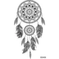 Tatouage temporaire avec motif d'attrape-rêves et mandala en art de ligne noir et blanc. - 9.8x5.8cm / Style Attrape-Rêves Mandala (SS406)