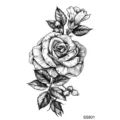 Adesivo per tatuaggio temporaneo rosa con schizzo in bianco e nero per la mano o il collo. - SS801 / 9.8x5.8cm