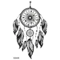 Autocollant de tatouage temporaire attrape-rêves noir minimaliste pour la main et corps. - 9.8x5.8cm / Style Glande Attrape-Rêves (SS408)