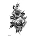Adesivo per tatuaggio rosa nera e grigia, body art floreale tatuaggio temporaneo per mano. - SS803 / 9.8x5.8cm