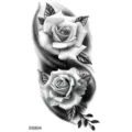 Adesivo per tatuaggio temporaneo con eleganti rose in bianco e nero per mano o collo. - SS804 / 9.8x5.8cm