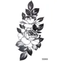 Adesivo per tatuaggio temporaneo di rosa nera arte corporea floreale per mano e collo - SS806 / 9.8x5.8cm