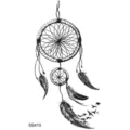 Autocollant de tatouage temporaire minimaliste attrape-rêves avec plumes pour bras et jambe. - 9.8x5.8cm / Style Attrape-Rêves Oiseau (SS410)
