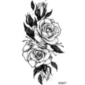 Adesivo per tatuaggio temporaneo con rosa nera e bianca per mano e collo, arte corporea floreale. - SS807 / 9.8x5.8cm