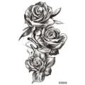 Adesivo per tatuaggio temporaneo con rose in bianco e nero per braccio e collo. - SS809 / 9.8x5.8cm
