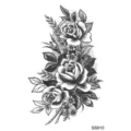 Adesivo per tatuaggio di rosa nera temporaneo per mano e collo design floreale realista. - SS810 / 9.8x5.8cm