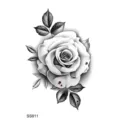 Adesivo per tatuaggio di rosa in bianco e nero con design realista per mano e collo. - SS811 / 9.8x5.8cm