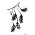 Autocollant de tatouage temporaire plume design art ligne noire boho pour bras jambe minimaliste. - 9.8x5.8cm / Style Plume Perle (SS416)
