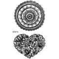 Autocollant de tatouage temporaire noir et blanc avec mandala et design de cœur floral. - Style Mandala Cœur Vigne(SS418)