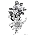 Adesivo tatuaggio temporaneo rosa farfalla girasole bianco e nero variante SKU SS815 - SS815 / 9.8x5.8cm