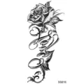Tatuaggio temporaneo adesivo rosa nera design arte del corpo impermeabile per braccio e collo. - 9.8x5.8cm / Rosa Bianca e Nera e Parole Artistiche(SS816)