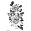 Adesivo per tatuaggio temporaneo rosa in bianco e nero con nastro per body art alla moda. - 9.8x5.8cm / Doppia Rosa e Nastro(SS817)