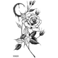 Adesivo per tatuaggio temporaneo luna rosa nera per arte del corpo mano collo. - 9.8x5.8cm / Rosa e Luna(SS820)