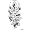 Adesivo per tatuaggio temporaneo con peonia nera per donne uomini braccio collo arte impermeabile - 9.8x5.8cm / Peonia e Falce di Luna(SS826)