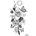 Adesivo per tatuaggio temporaneo con elegante grafica floreale e di farfalle. - 9.8x5.8cm / Peonia e Farfalla(SS829)